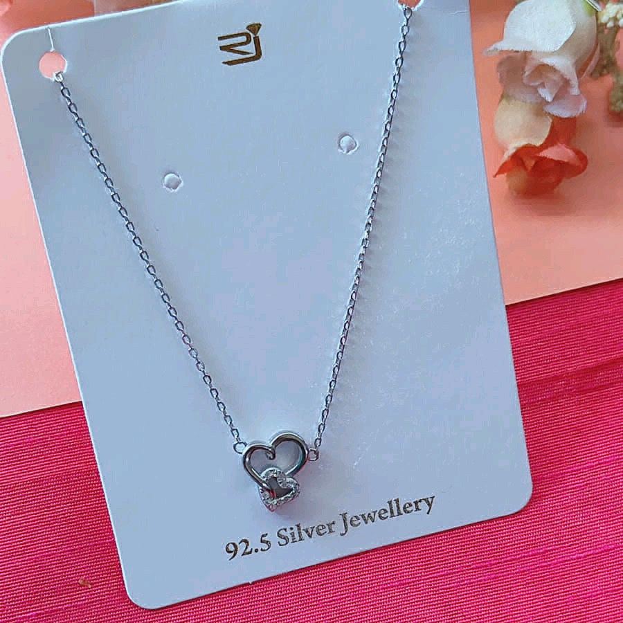 CZ Heart Pendant Necklace 